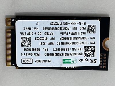 Sk Hynix 512GB SSD BC711 NVMe PyritM.2 2242 PCIe Gen3x4