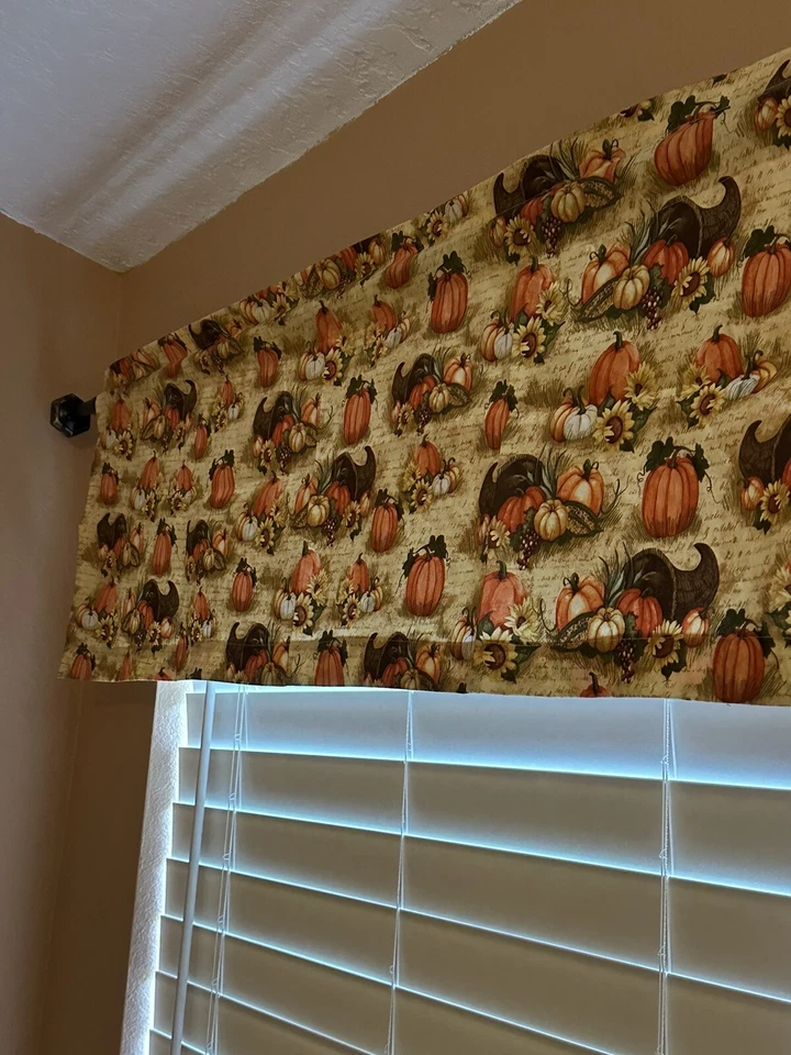 Cenefa cortina ventana amarillo calabaza festival otoño 43x14 lista para enviar Foto 2 de 4
