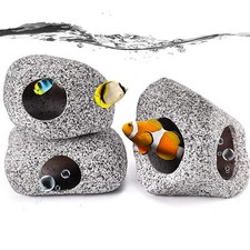 3 Pieces Rock Aquarium Decorations, Stackable Cave Aquarium Decor, Betta Fish...