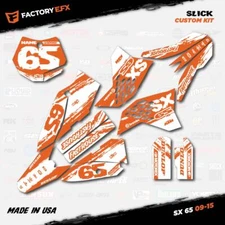 Orange & White Slick Racing Graphics Kit fits 09-15 KTM 65sx 65 sx Decal Sticker