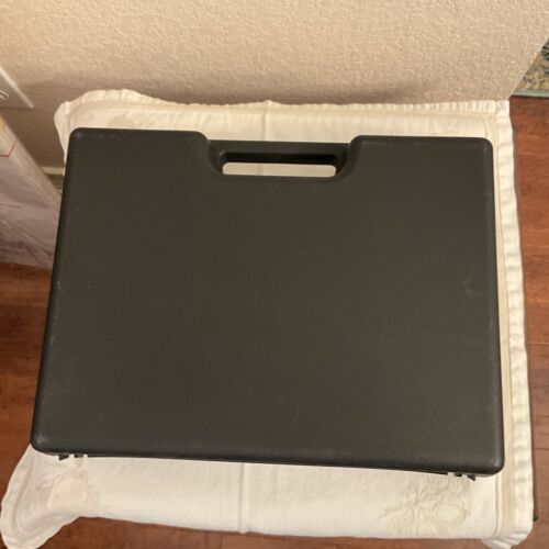 Heavy Duty Black Hard Plastic Hinged Carrying Case Padded Insert 14.5” X 11” X 4