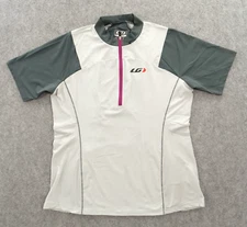 Louis Garneau Cycling Jersey Mens Large Gray White Half Zip Short Sleeve