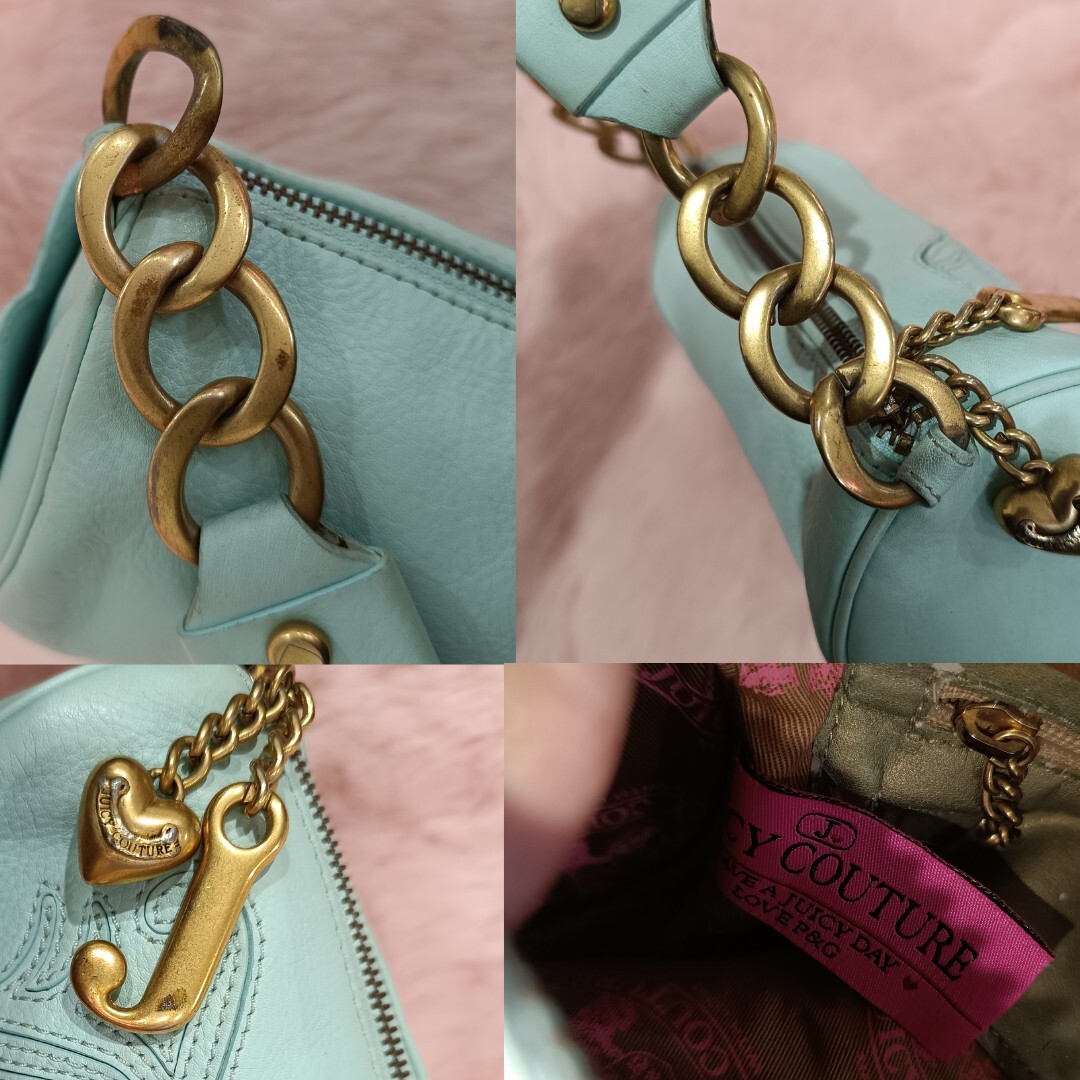 Juicy Couture Barrel Bag Purse Blue Leather Vintage Gothic Logo Authentic Y2k image 8