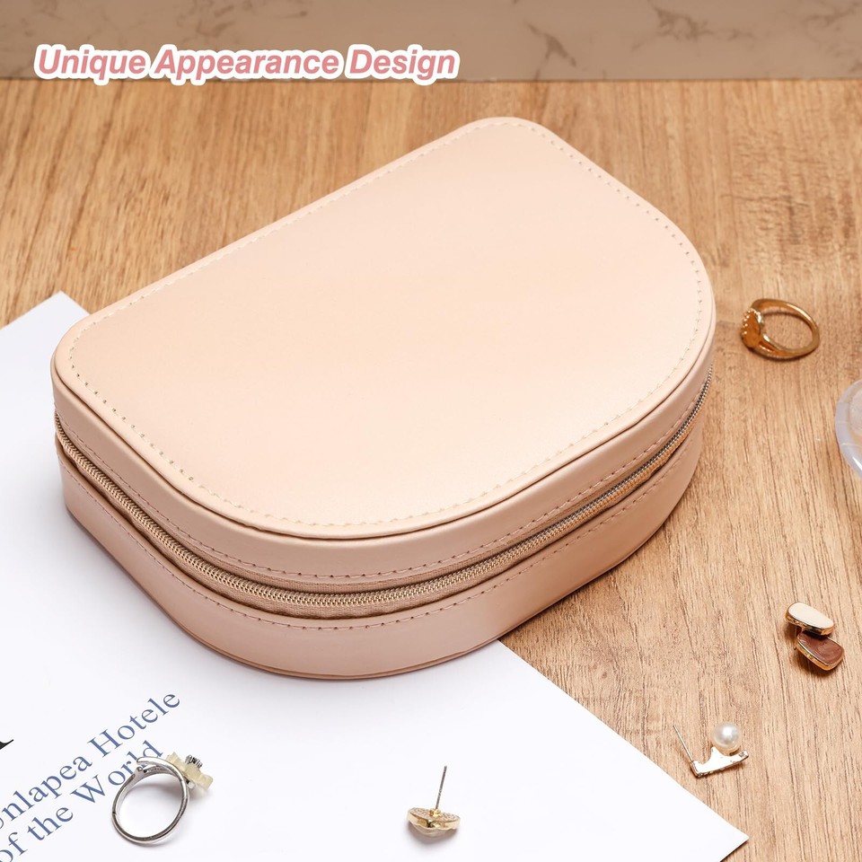 Fixwal Travel Jewelry Case, Small Jewelry Box, PU Leather with Mirror