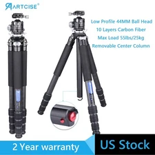 Compact Carbon Fiber Camera Tripod with 44mm Low Profile Ball Head 55lbs/25kg