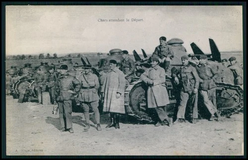 jj Military vehicle Tank WWI ww1 war original old c1915-1925 French postcard