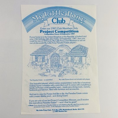 My Little Pony G1 Vintage Activity Fan Club Competition 80s UK only