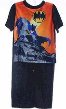 Batman Boy's 2 Piece Pajama Black  Orange Shirt  Pants Sleepwear Set Sz. 8/10