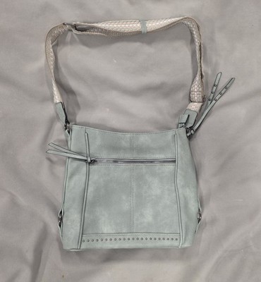Crossbody Handbag Purse Seafoam Faux Leather, Zip Pockets