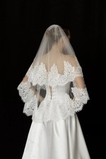 Handmade Custom Two Tier Chantilly Lace Cathedral Mantilla Bridal Wedding Veil