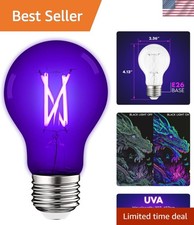 A19 Edison UV LED Black Light Bulb, 6W Filament Blacklight Bulb, UVA 397-407n...