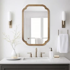  20" x 30" Rounded Corner Arch Wall Mirror with Wood 30"L x 20"W Honey A-new