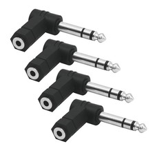 4Pcs Right Angle 1/4 to 1/8 Audio Adaptor, 90 Degree TRS 3 Pole Stereo 1/4inc...