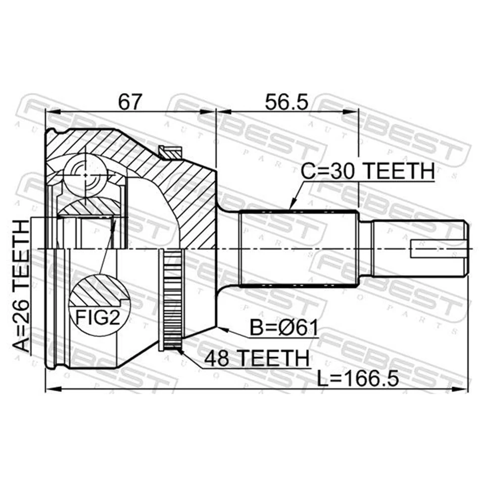 2X FEBEST DRIVESHAFT JOINT SET WHEEL SIDE fits LEXUS RX TOYOTA AURION - Image 4 of 4