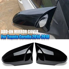 Gloss Black Ox Horn Rear View Side Mirror Cover Cap For Toyota Corolla 2014~2018