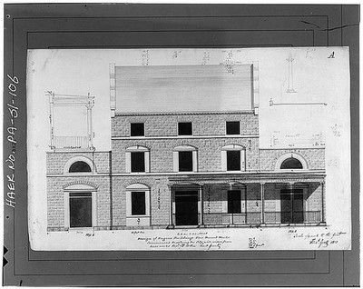Philadelphia PA 1813 Engine House East Elevation Frederic Graff Drawing