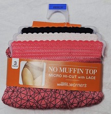 Warners Blissful Benefits Hi-Cut Microfiber w/ Lace 3 Pack Choose M XL XXL XXXL
