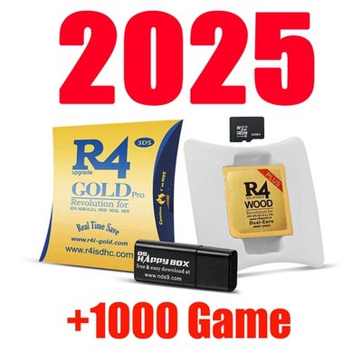R4 Gold Wood SDHC für DS/3DS/2DS/NDS Revolution Cartridge SD-Karte+1000 Spiel