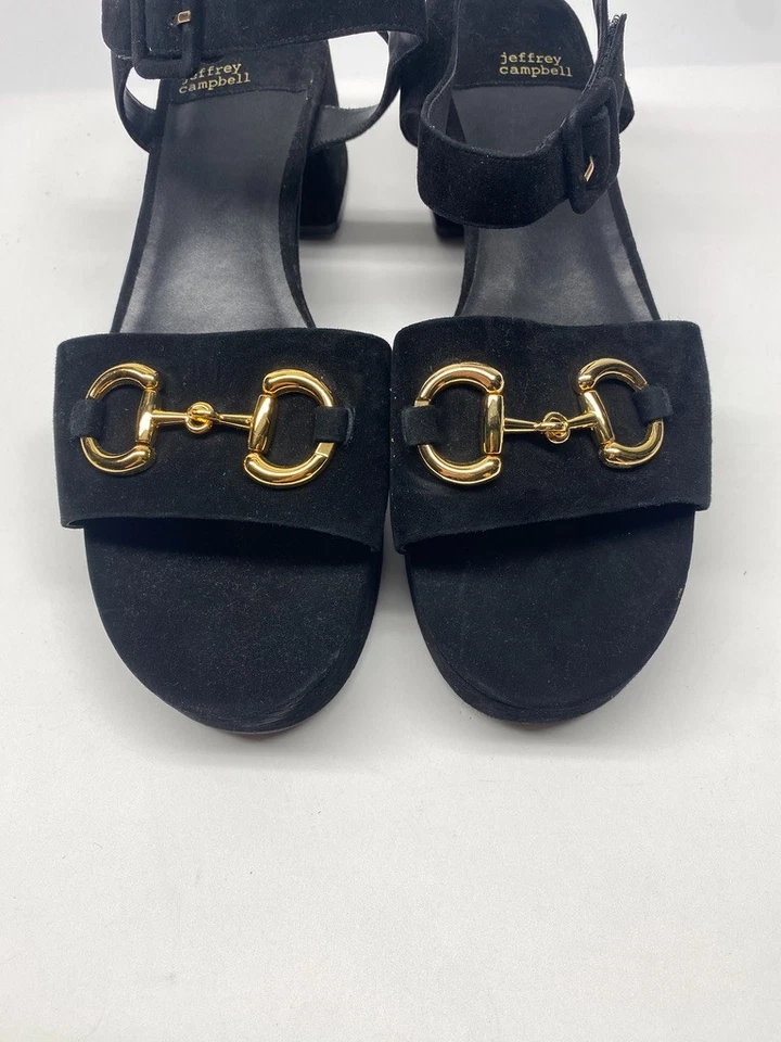 Sandalia de gamuza con tacón negro atemporal Jeffrey Campbell para mujer talla 11 Foto 4 de 4