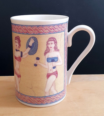 PAST TIMES WOMEN IN BIKINIS BONE CHINA TASSE ÜBUNG TANZEN MOSAIK FLIESEN DESIGN