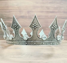 Silver Iron Crown, Medieval Costume, Renaissance Festival Headwear, Clear Stone