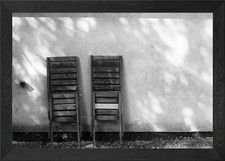 Quadro stampa tela poster arte parete con cornice due vecchie sedie in legno