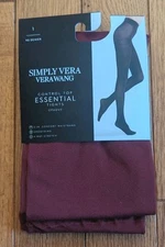 NEW Vera Wang Simply Vera Control Top Essential Tights Opaque Burgundy Size 1