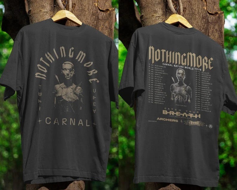 Nothing More Carnal Nature Tour 2026 Black Band T-Shirt Or Hoodie