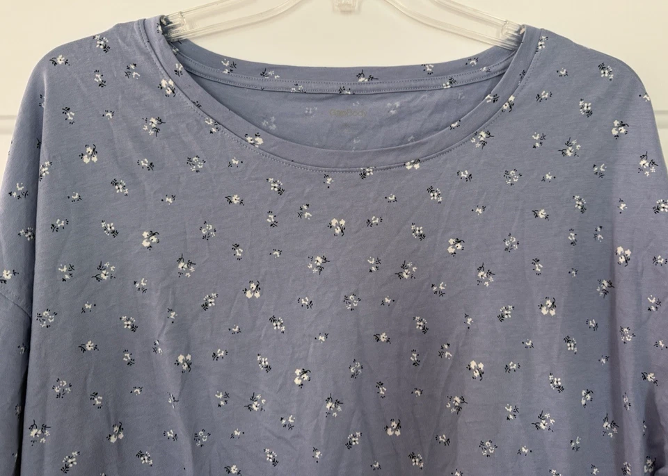 Camiseta Gap Body XL Azul Floral Manga Larga Tejida para Dormir Ropa de Salón Prendas para Dormir Foto 2 de 4