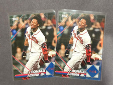 Ronald Acuna Jr. 2020 Topps Heritage MLB Sticker Collection Preview #8 (2 Card)