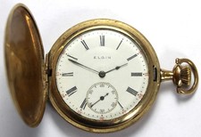 1916 Elgin Grade 310 12s 7j Rolled Gold RGP Hunter Case Pocket Watch - Runs