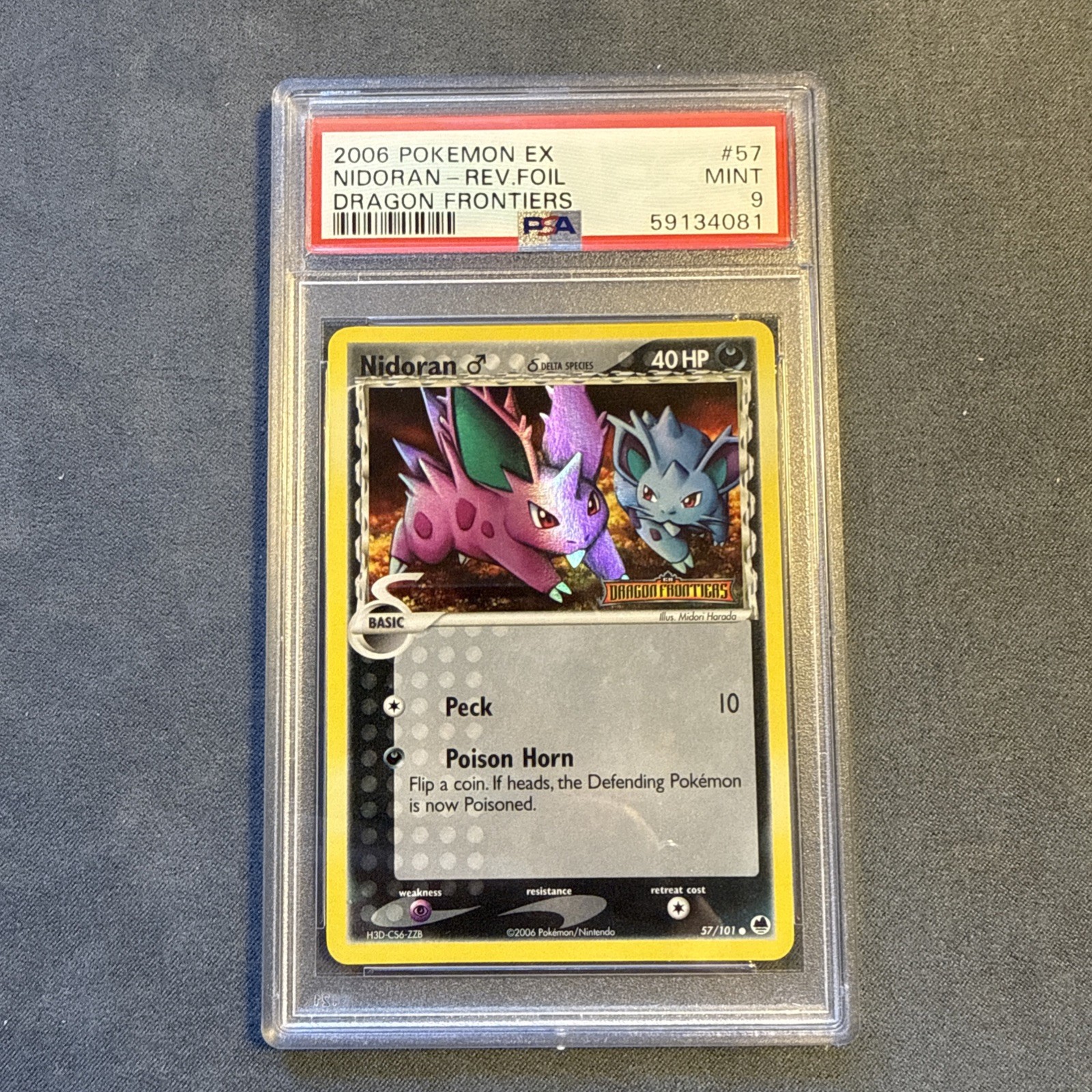 2006 POKEMON EX DRAGON FRONTIERS #57 NIDORAN-REVERSE FOIL PSA 9