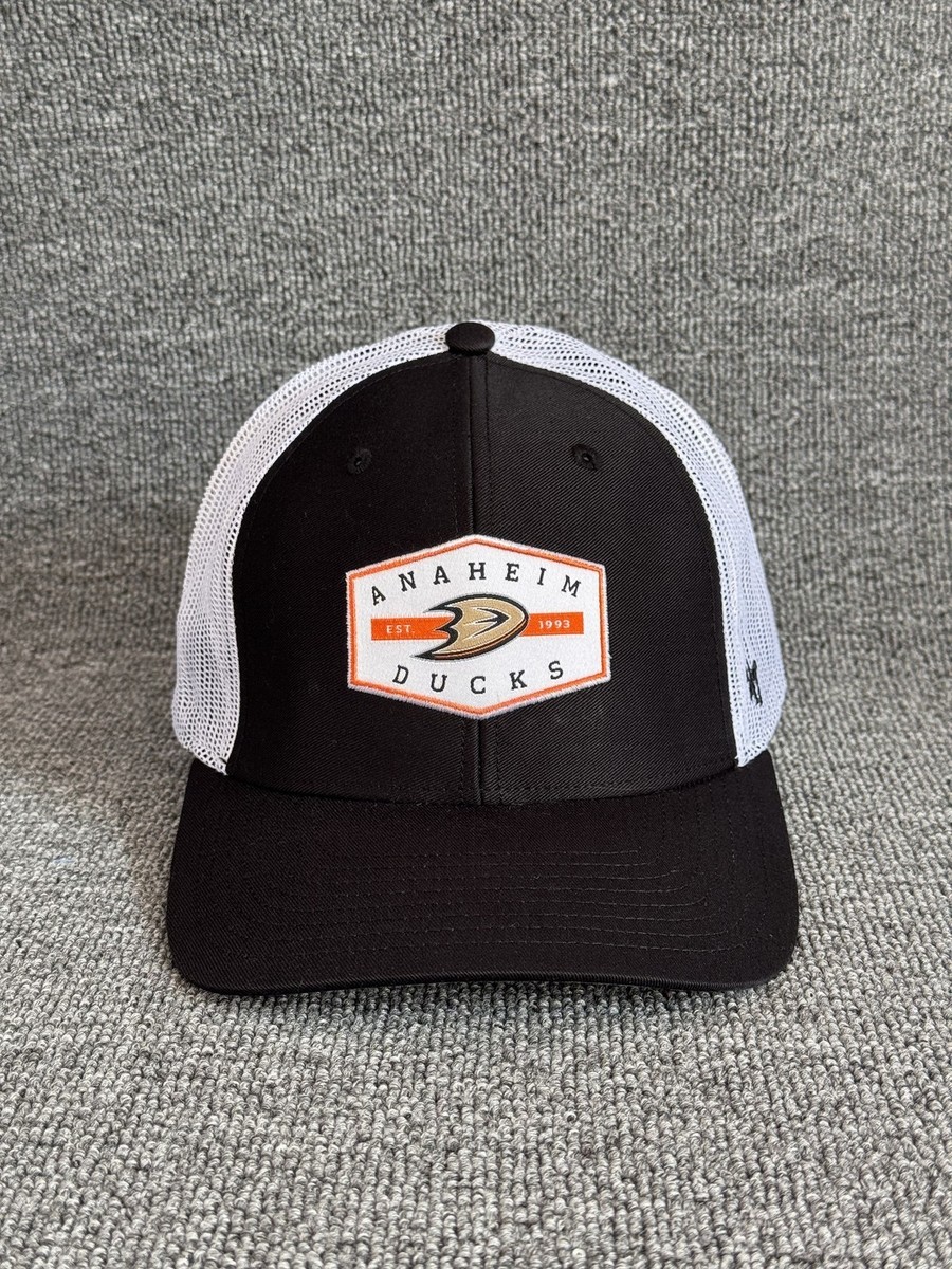 '47 Brand Anaheim Ducks Trucker Snapback Black White NHL Hat Retro Cap