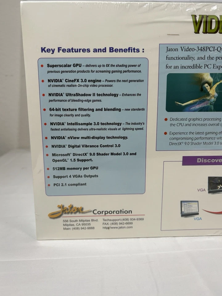 Jaton VIDEO-348PCI-Quad GeForce 6200 PCI 1GB 4×VGA NEW SEALED QuadView GPU - Image 4 of 4