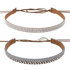 TIESOME 2 Pcs Rhinestone Cowboy Hat Bands, Adjustable Western Bling Hat