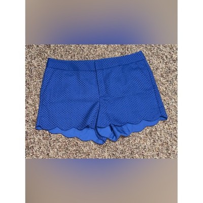 Women's size 14 Elle Royal Blue Scallop Hem Textured Shorts summer beach casual