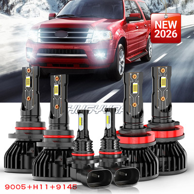 FIT Ford Expedition 2007 2017 Combo 6X 6000K LED Headlight Hi/Lo+Fog Light Bulbs