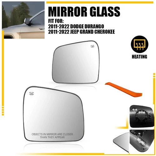 Pair Heated Mirror Glass For 2011-2022 Dodge Durango Jeep Grand Cherokee LH RH