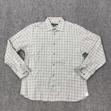 John Varvatos U.S.A. Dress Shirt Mens 16 32/33 Gray Check Slim Fit Stretch LS