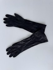 Vintage Black Leather Opera Gloves Women  s Made in Belgium Silk Lined Size S/M
