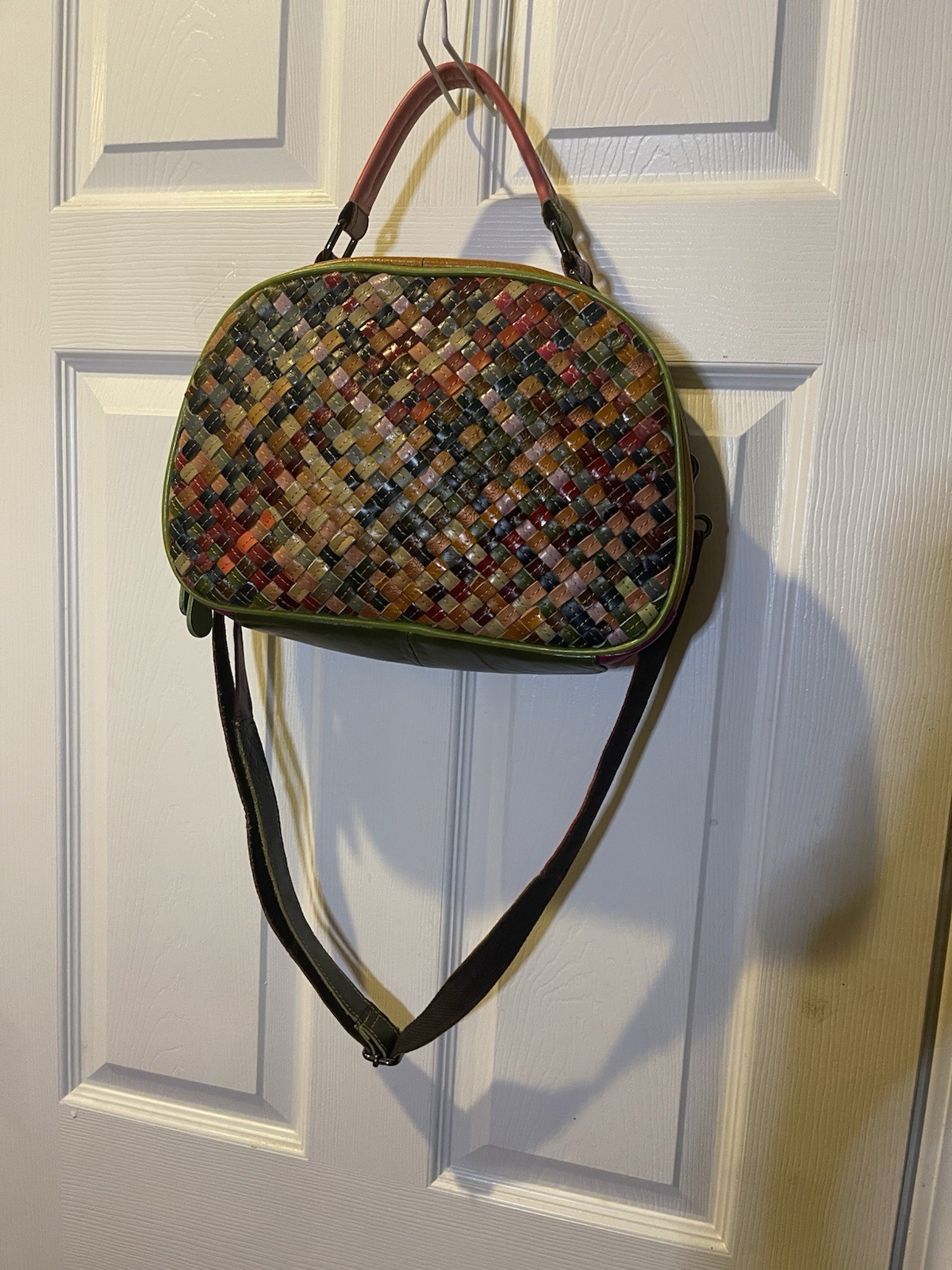 Ameri Leather Multi Color Woven Satchel/Crossbody… - image 2