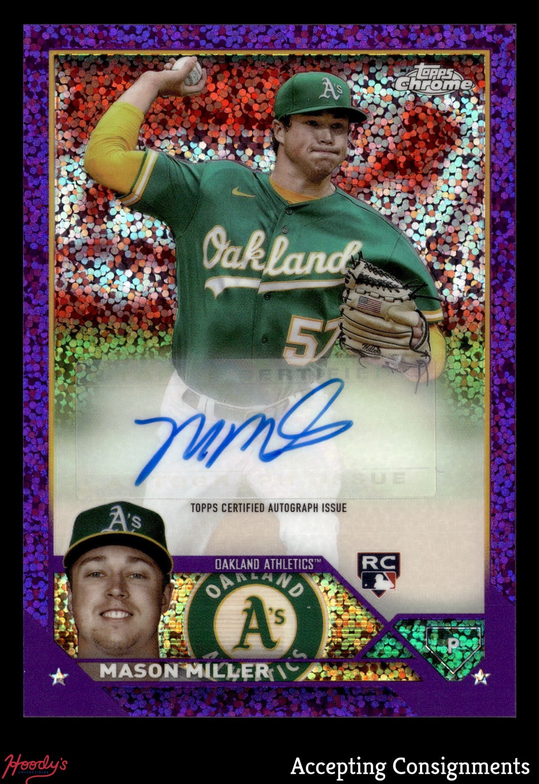2023 Topps Chrome Update Autograph Purple Speckle Mason Miller 92/299 RC AUTO