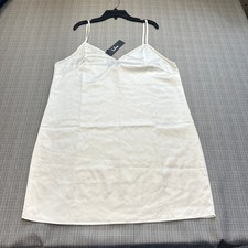 New Lulus Cream Satin Slip Dress XL Minimalist Indie Layering Slight Flaws