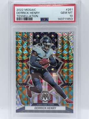 2022 Panini Mosaic Derrick Henry #261 Tessellation Prizm 1/15 SSP PSA 10 Bookend