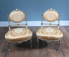 Pair French Neo Classical Chairs Painted Louis XVI Revival