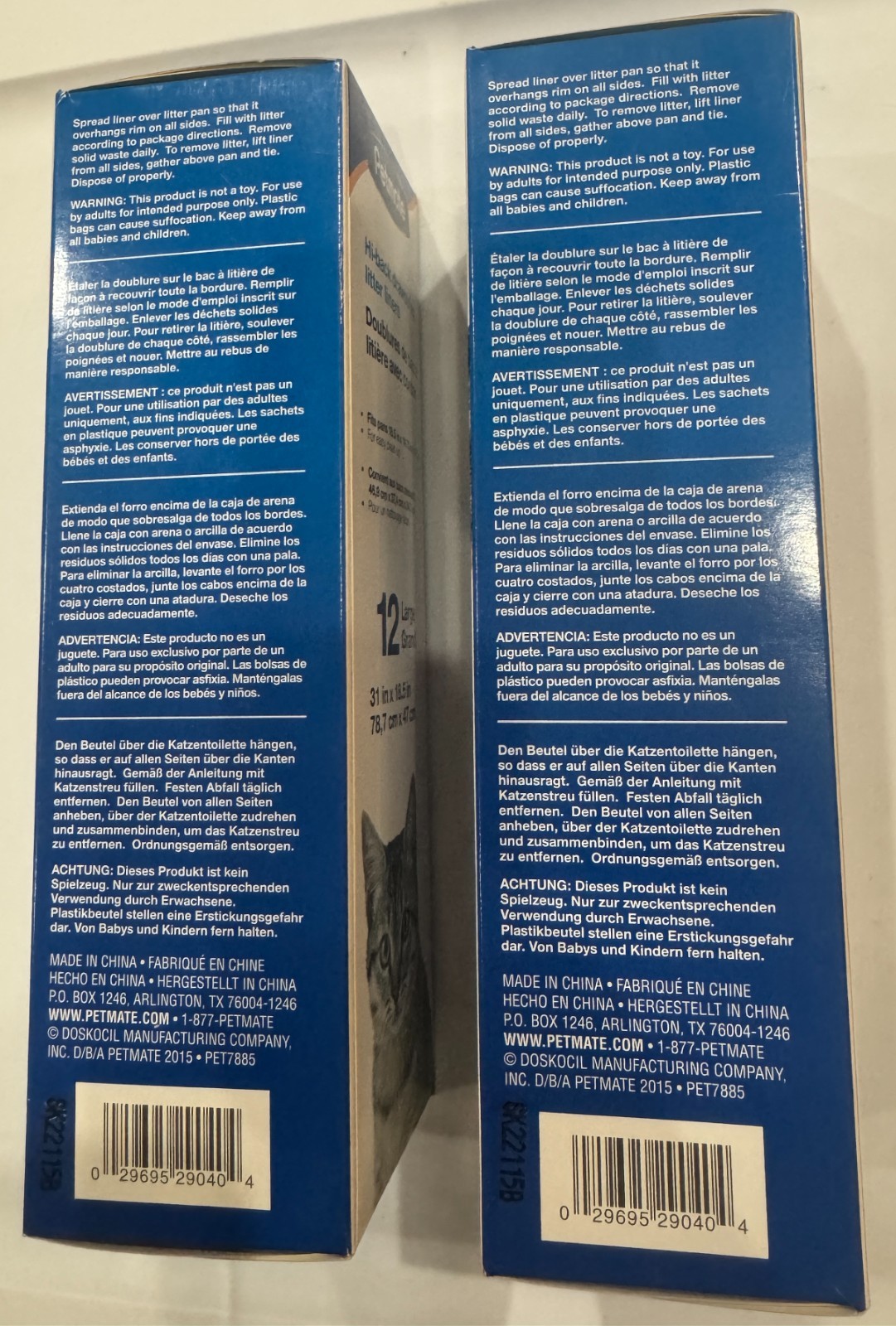 2 boxes Petmate Hi-back drawstring litter liners, 12 Large per box