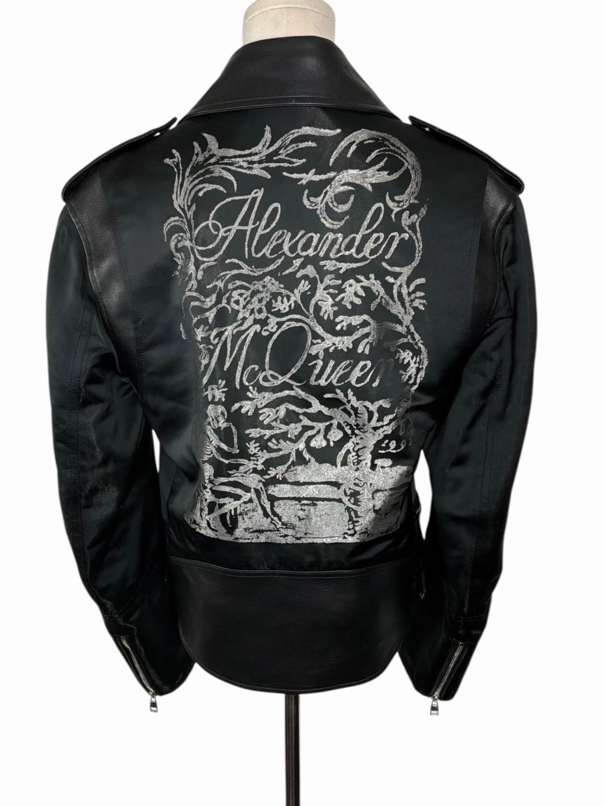 Alexander McQueen — Alexander McQueen Blake Illustration Leather Trim  Biker Jkt 1 of a Kind SZ XS