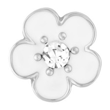 Ginger Snaps Petites Sutton Flower, 12mm, White, Rhodium Plated Jewelry