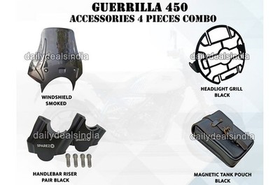 '4 PCS ACCESSORIES COMBO PACK CP-2' Fit For Royal Enfield Guerrilla 450