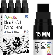 15mm Jumbo Oil Black Paint Pens - Oil Based Paint Markers for Metal, Fabric, Gla